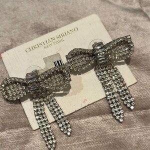 Christian Siriano Silver Bow Cascade Earrings